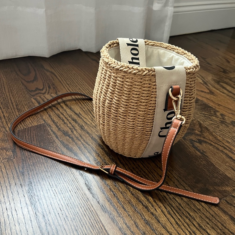 Natural Chic Tan Woven Chole Basket Bag Leather Strap